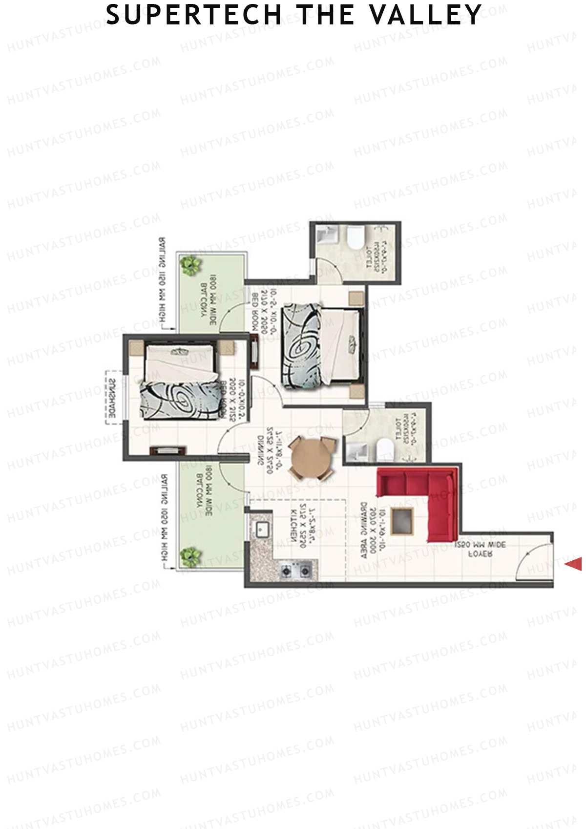 Supertech The Valley Tower H Unit 7 (Type 2) Floor Plan