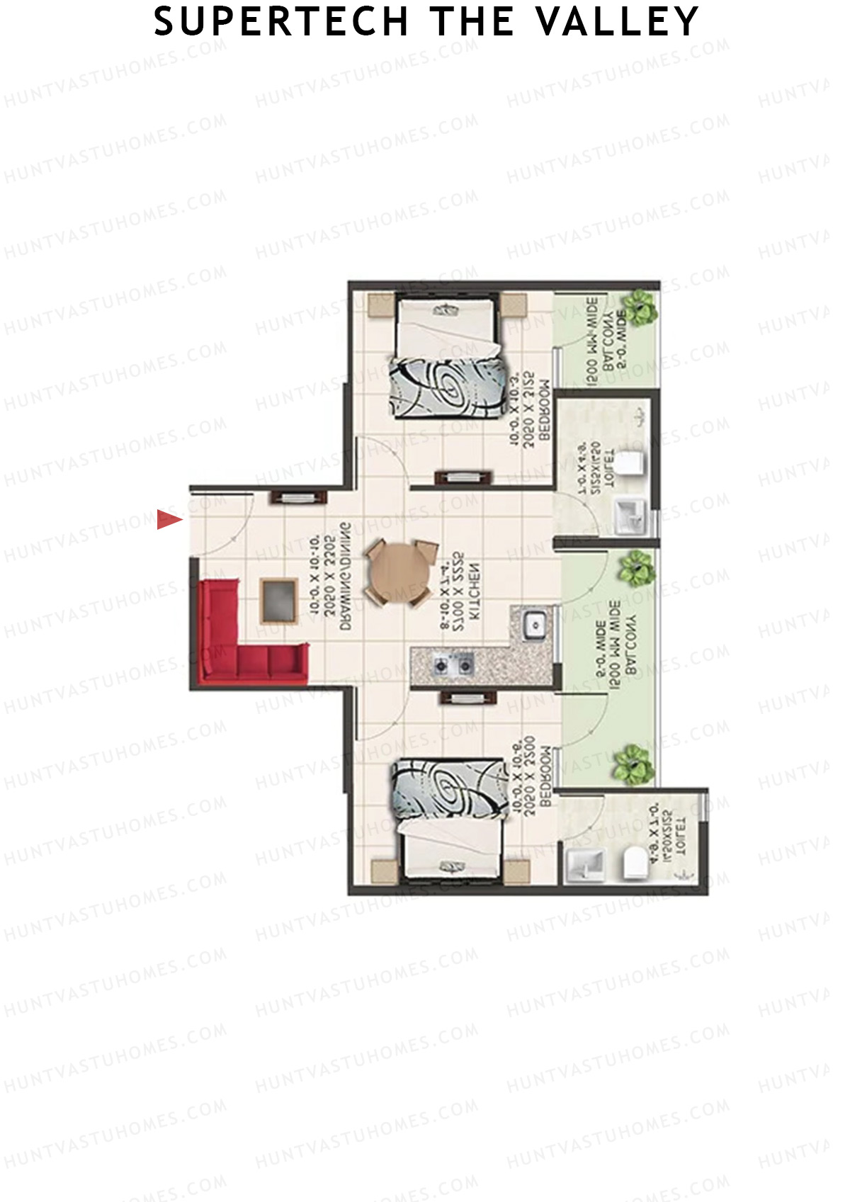 Supertech The Valley Tower K Unit 5 (Type 3) Floor Plan