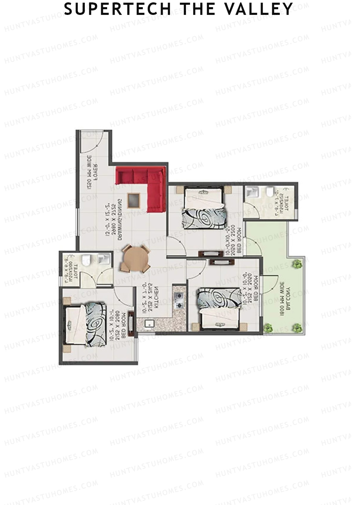 Supertech The Valley Tower K Unit 6 (Type 1) Floor Plan