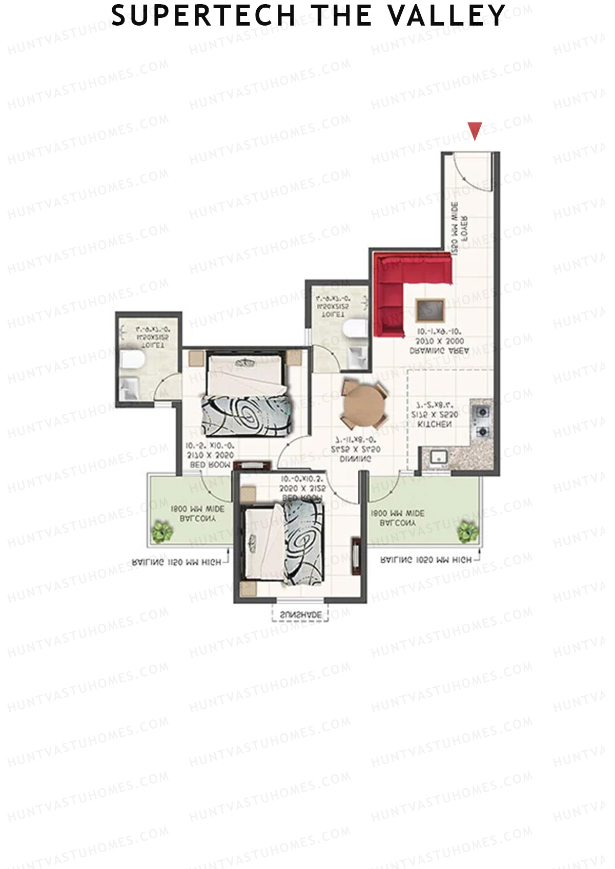 Supertech The Valley Tower M Unit 1 (Type 2) Floor Plan
