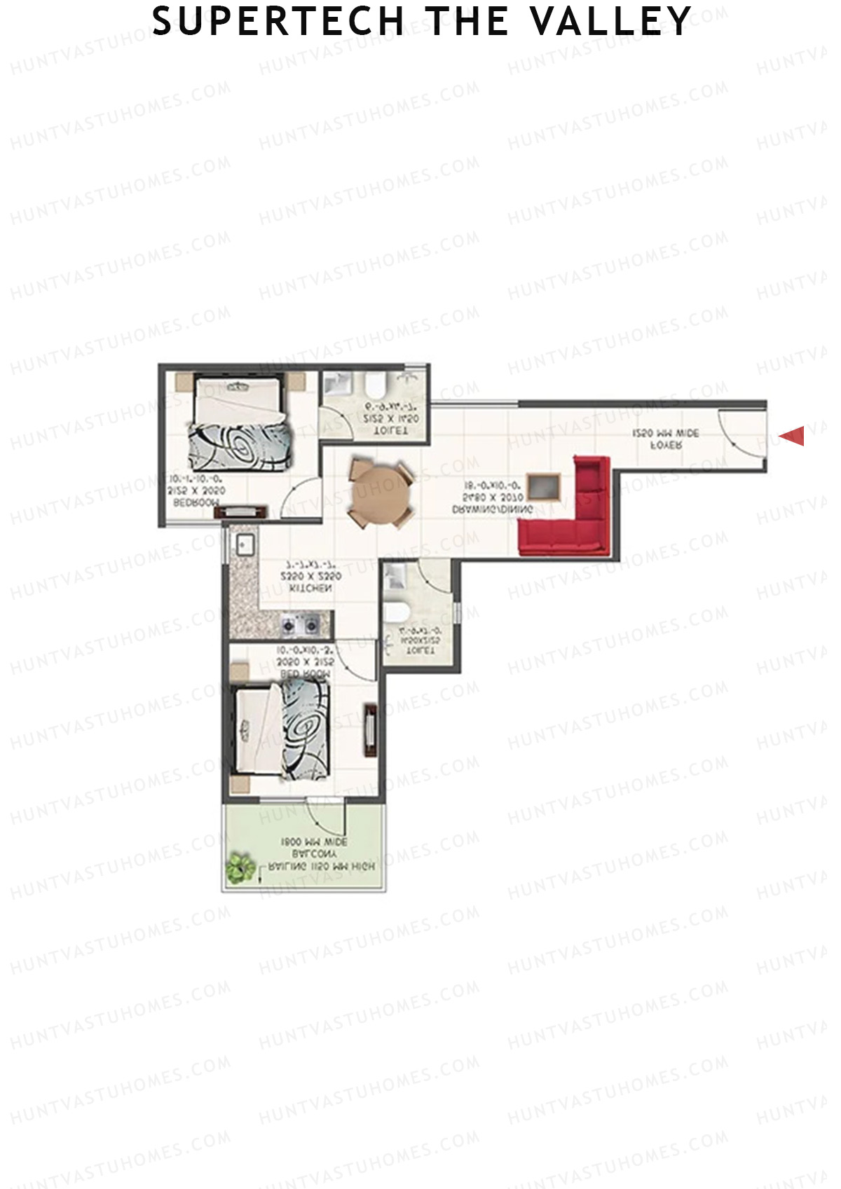 Supertech The Valley Tower M Unit 2 (Type 1) Floor Plan