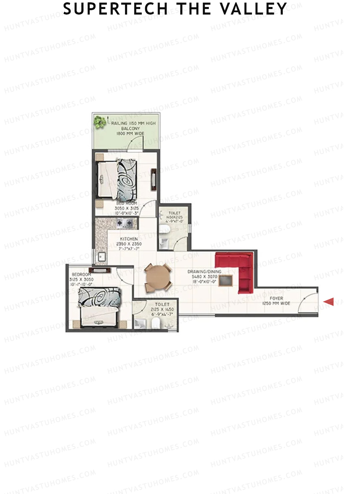 Supertech The Valley Tower M Unit 3 (Type 1) Floor Plan