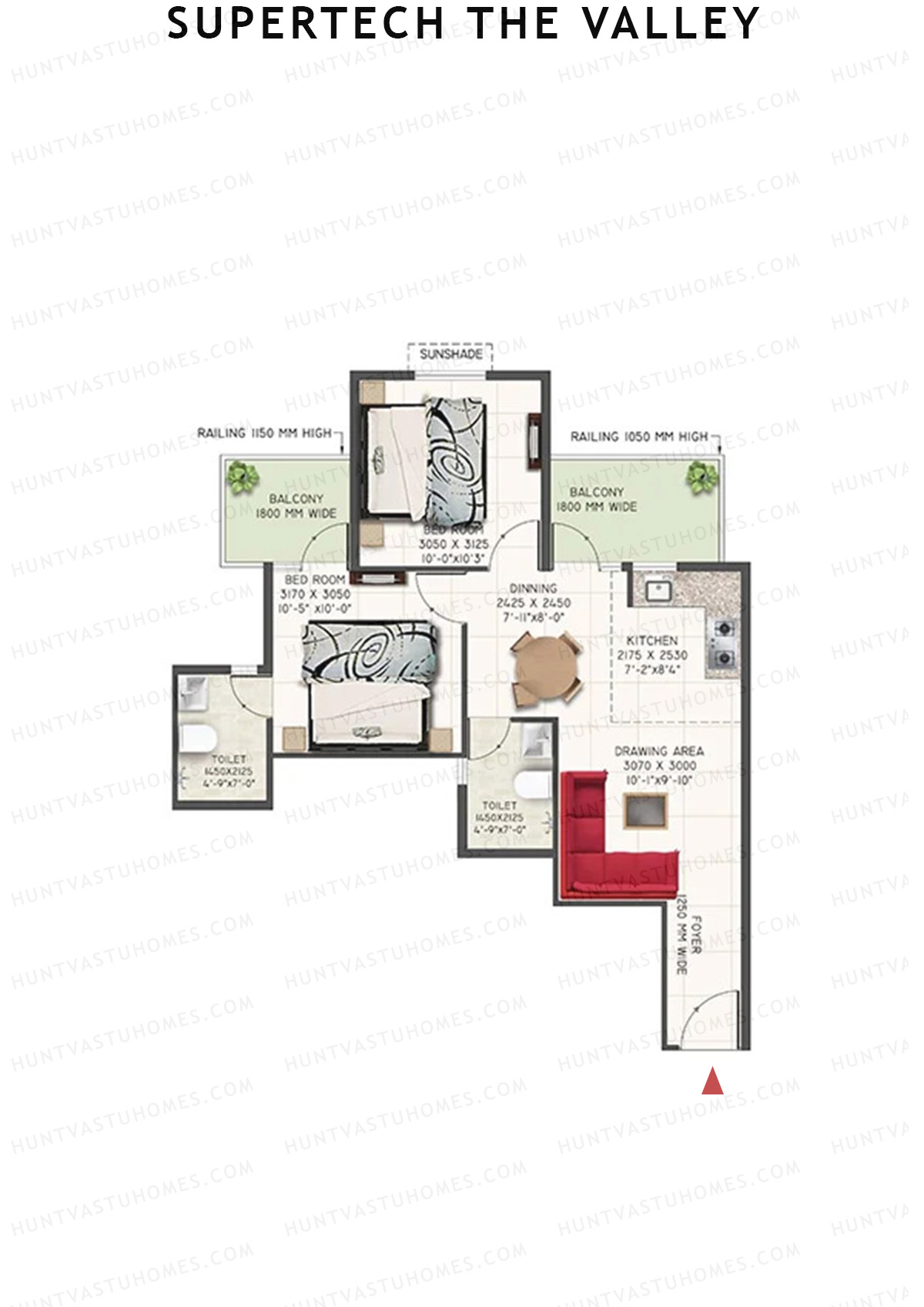 Supertech The Valley Tower M Unit 4 (Type 2) Floor Plan