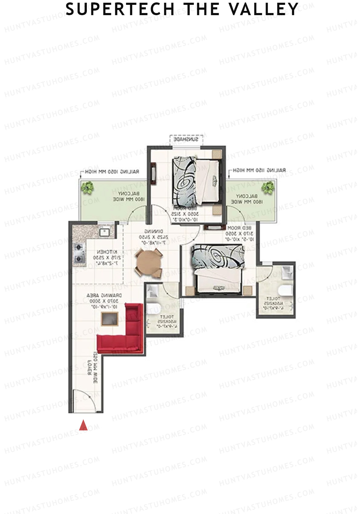 Supertech The Valley Tower M Unit 5 (Type 2) Floor Plan
