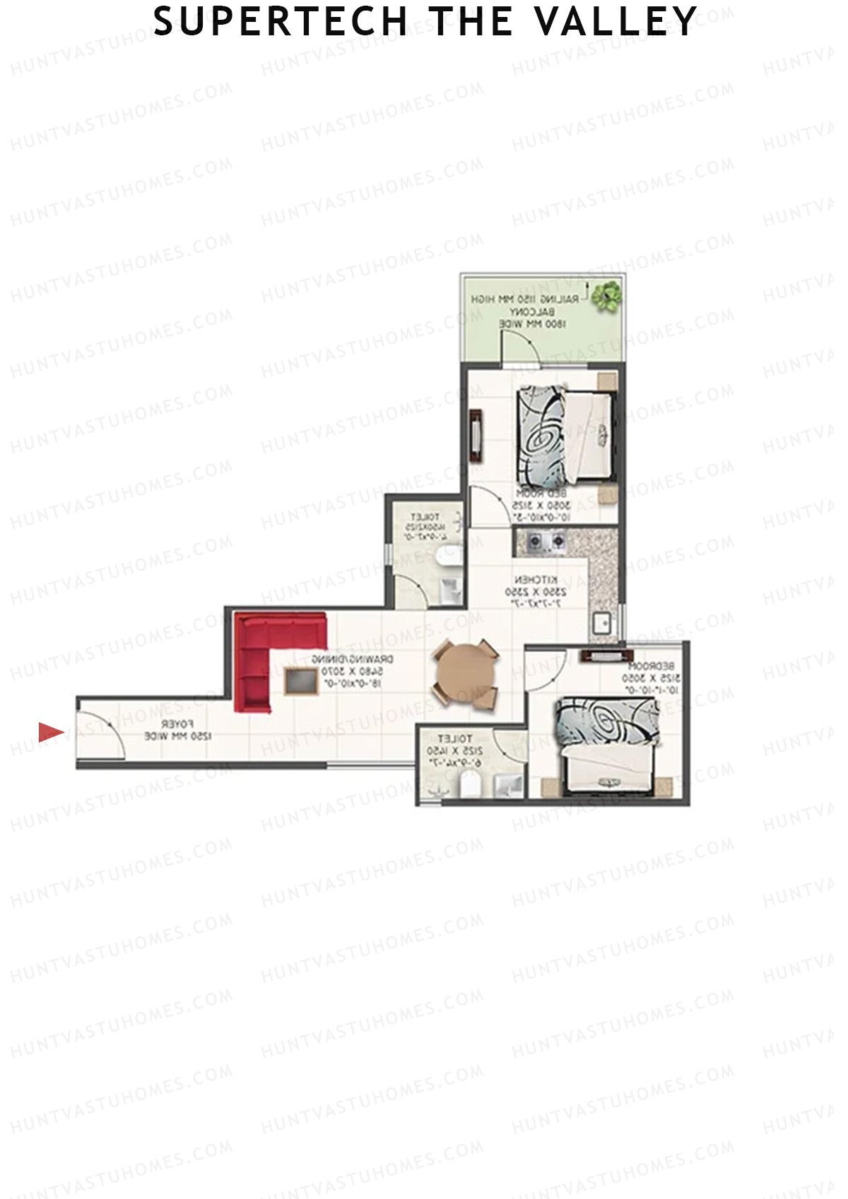 Supertech The Valley Tower M Unit 6 (Type 1) Floor Plan