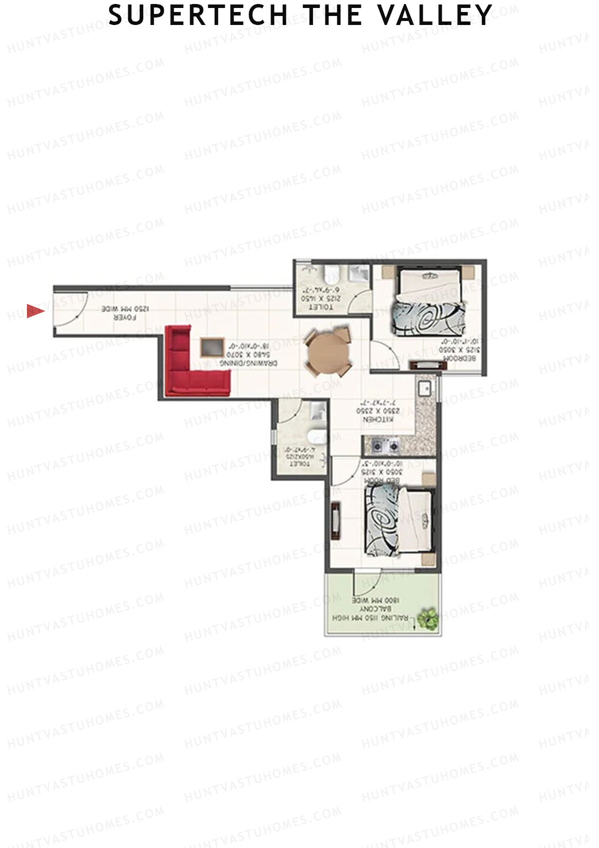 Supertech The Valley Tower M Unit 7 (Type 1) Floor Plan