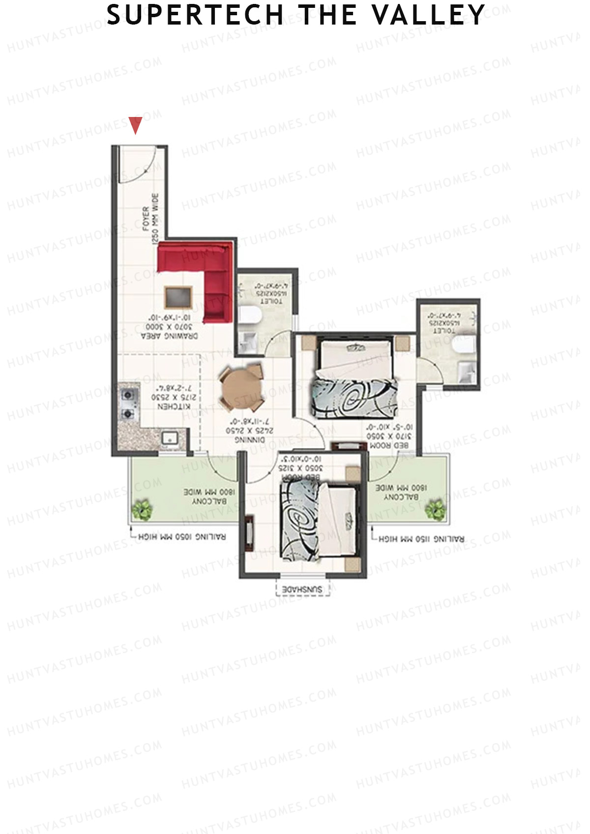 Supertech The Valley Tower M Unit 8 (Type 2) Floor Plan