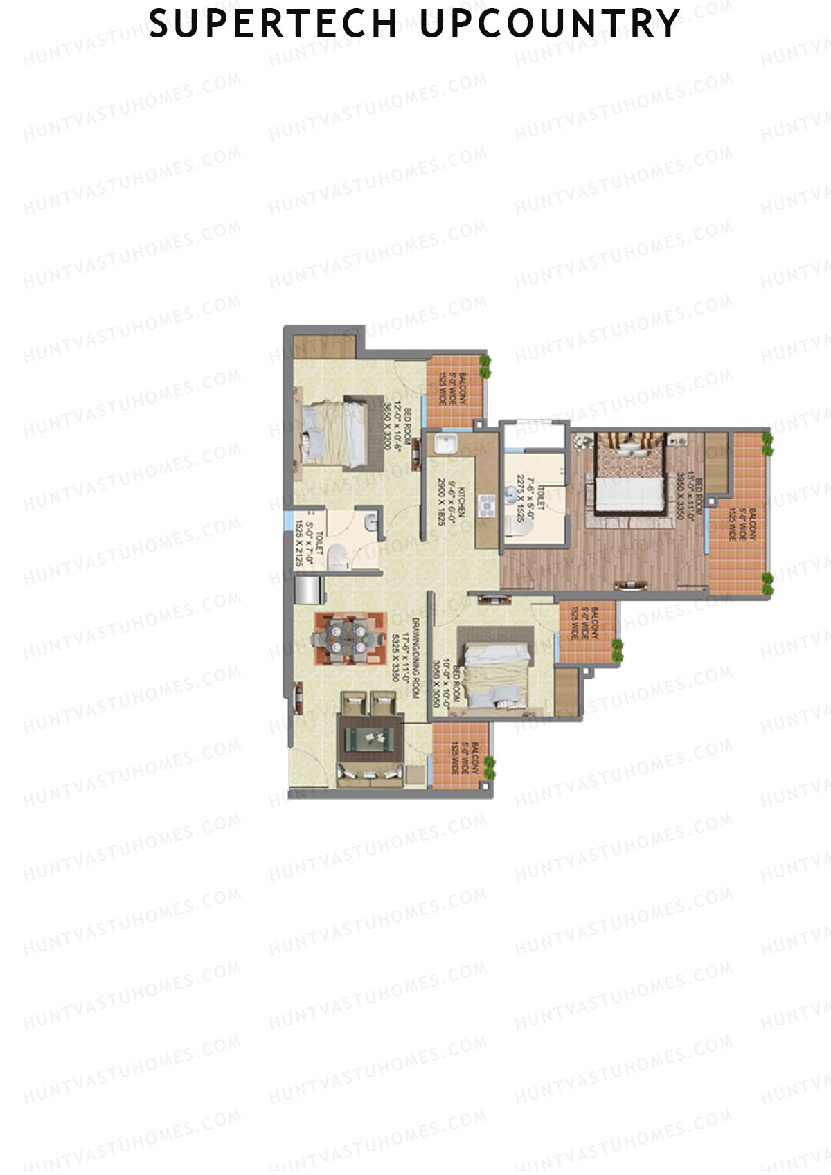 Supertech Upcountry Tower E2 Unit 3 Floor Plan