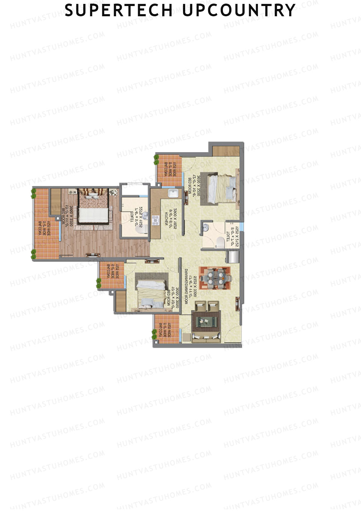 Supertech Upcountry Tower E4 Unit 2 Floor Plan