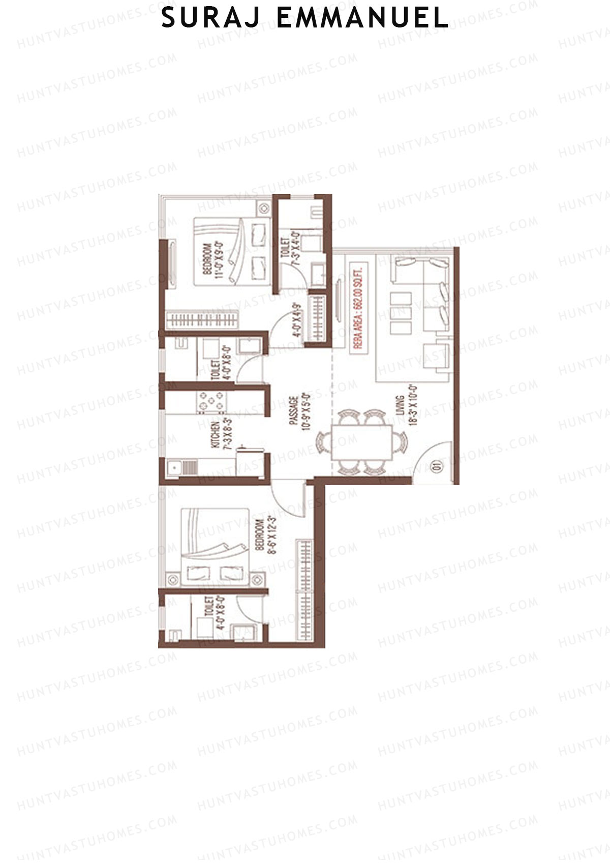 Suraj Emmanuel Tower A Unit 1 Floor Plan