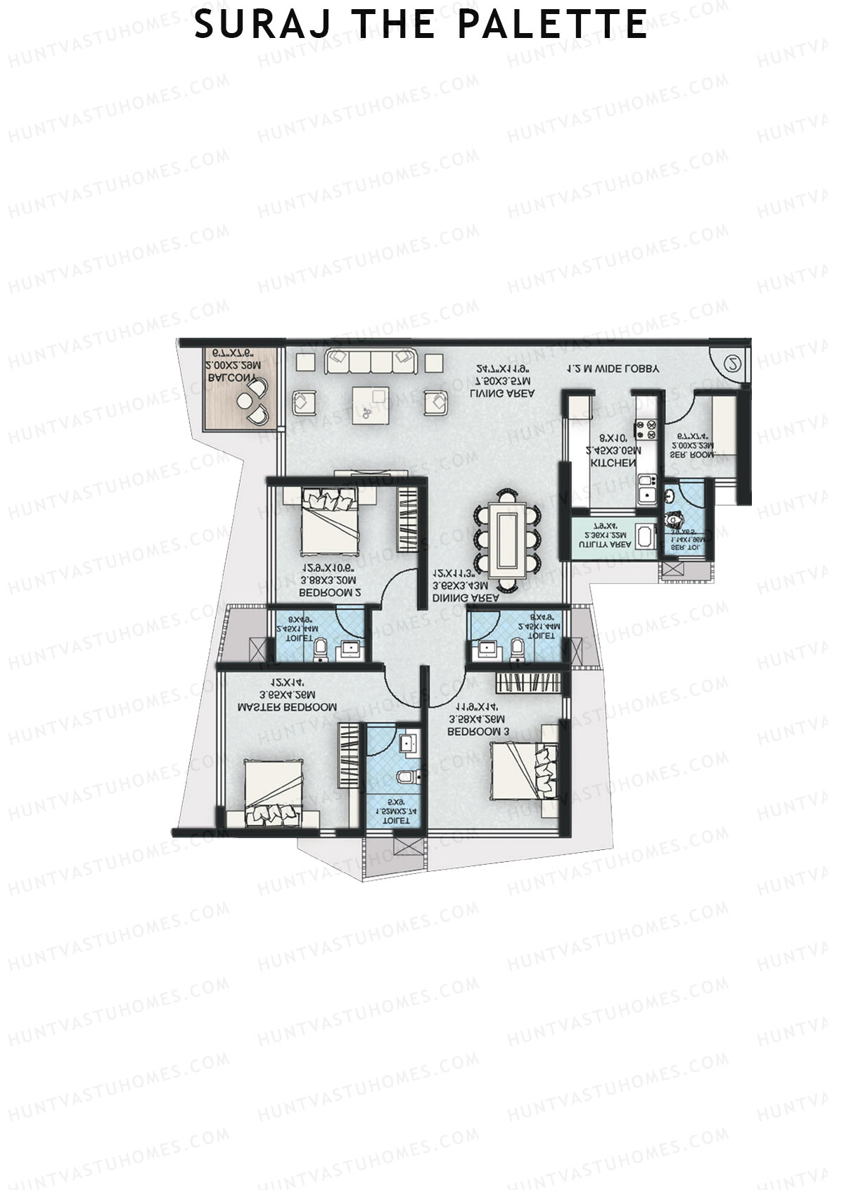 Suraj The Palette Wing B Unit 1 Floor Plan