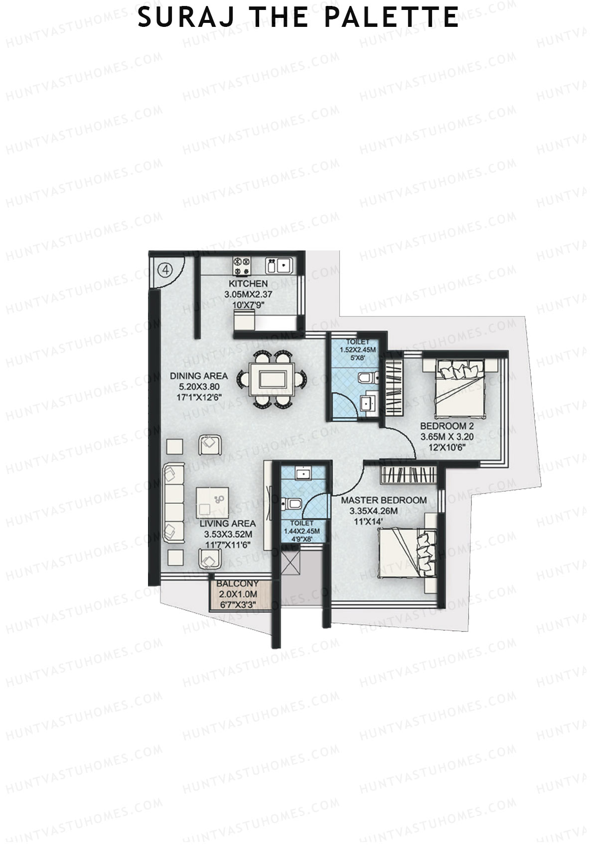Suraj The Palette Wing B Unit 4 Floor Plan