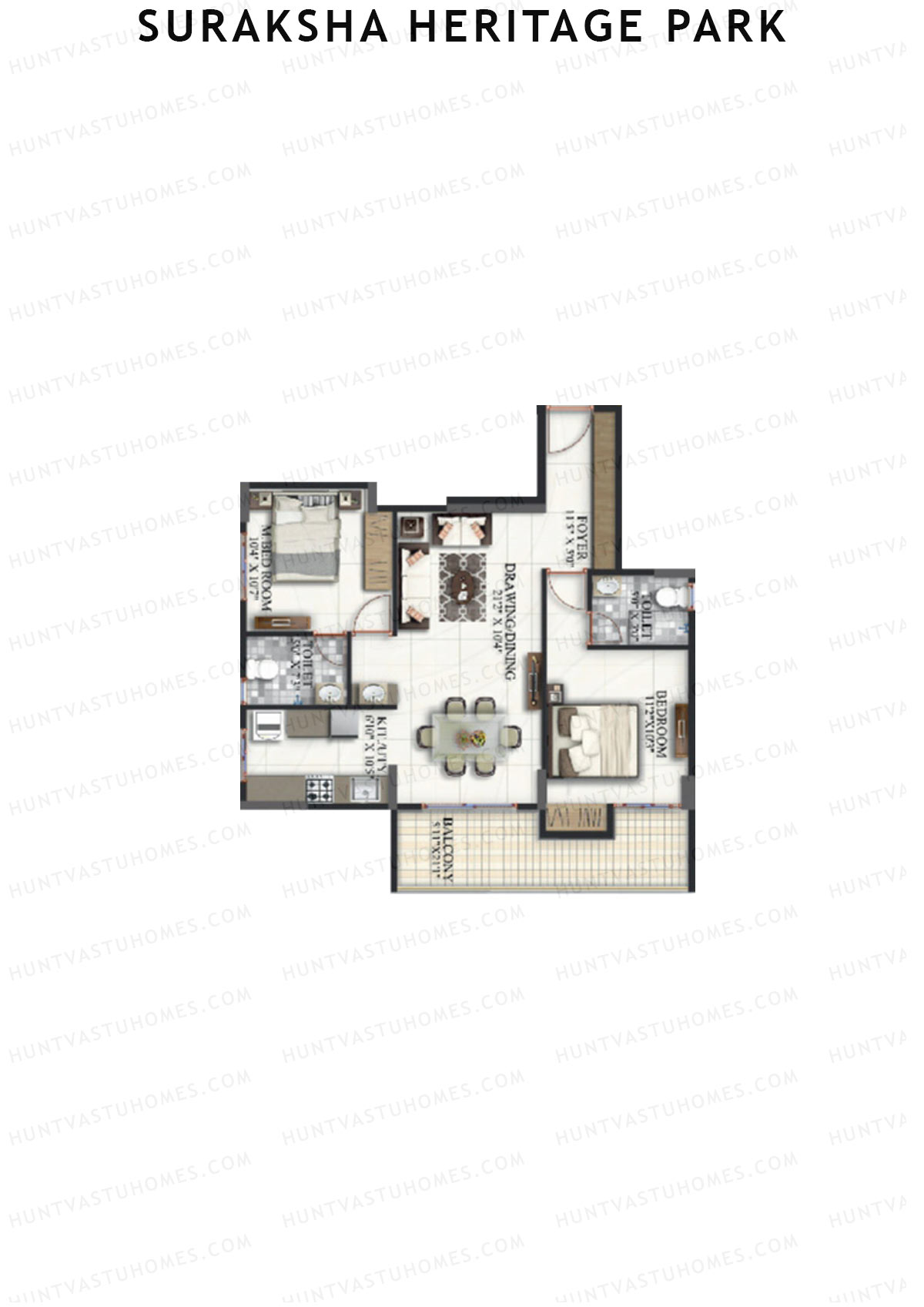 Suraksha Heritage Park Tower A Unit 3 Floor Plan