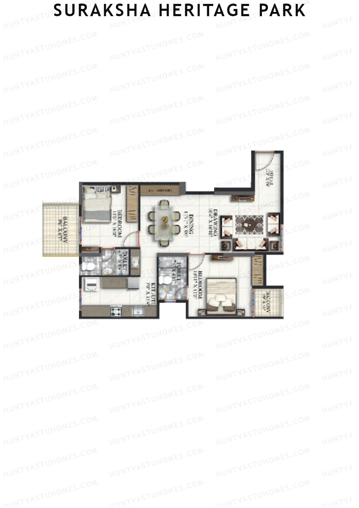 Suraksha Heritage Park Tower B Unit 3 Floor Plan