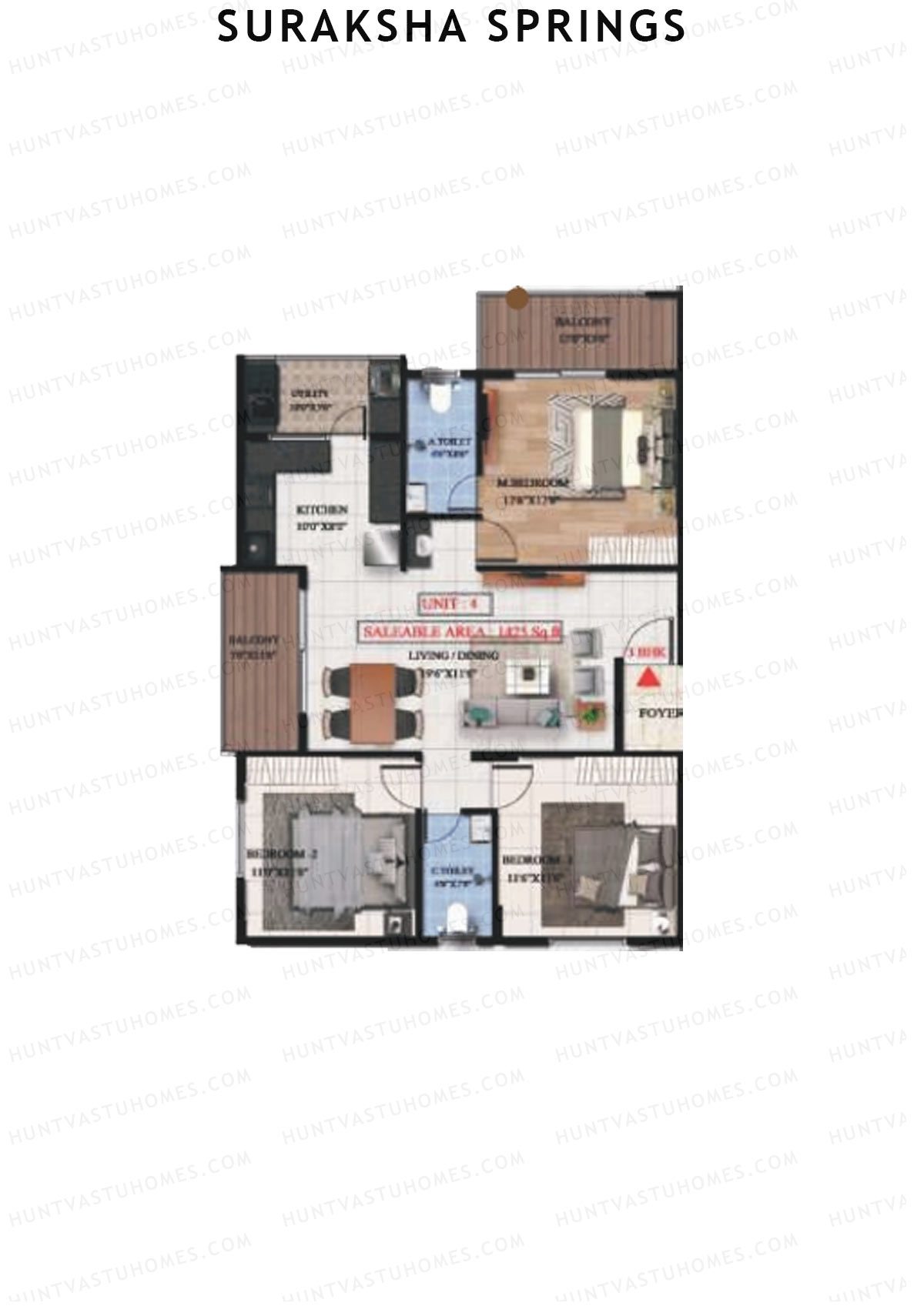 Suraksha Springs Block A Unit 3 Floor Plan