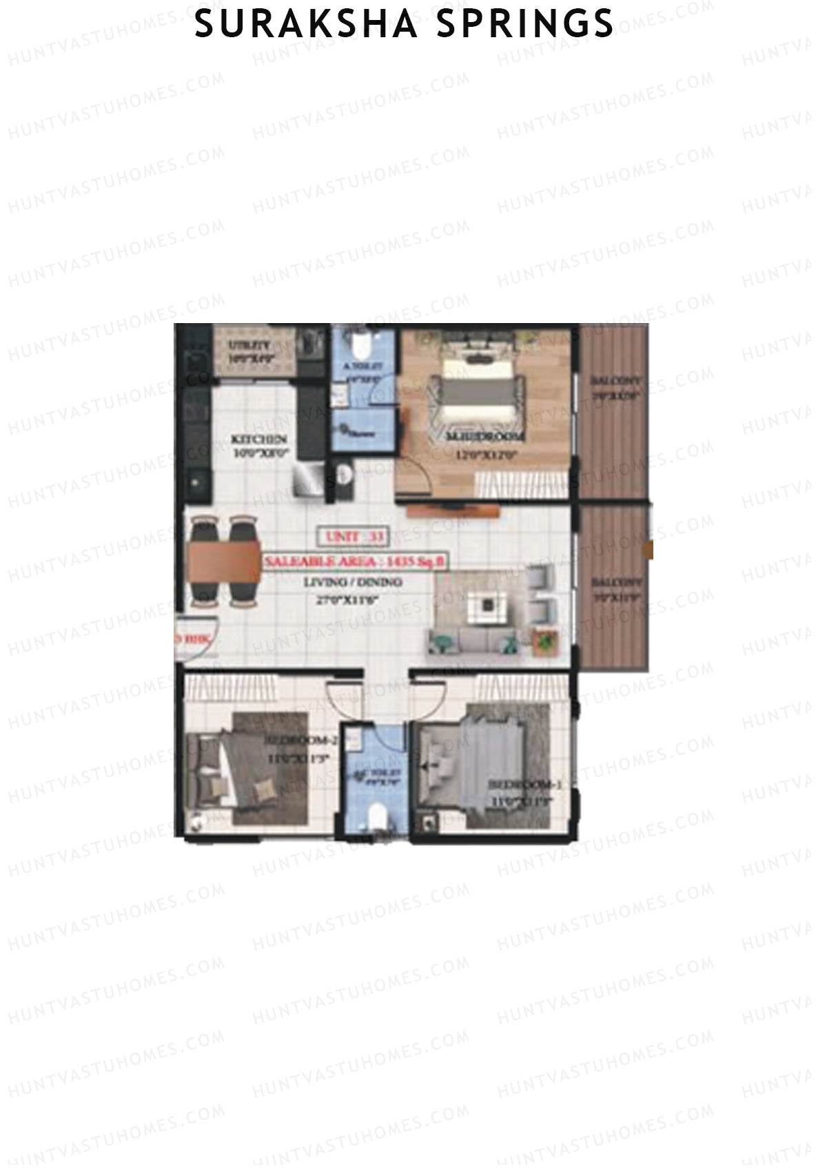 Suraksha Springs Block B Unit 1 Floor Plan