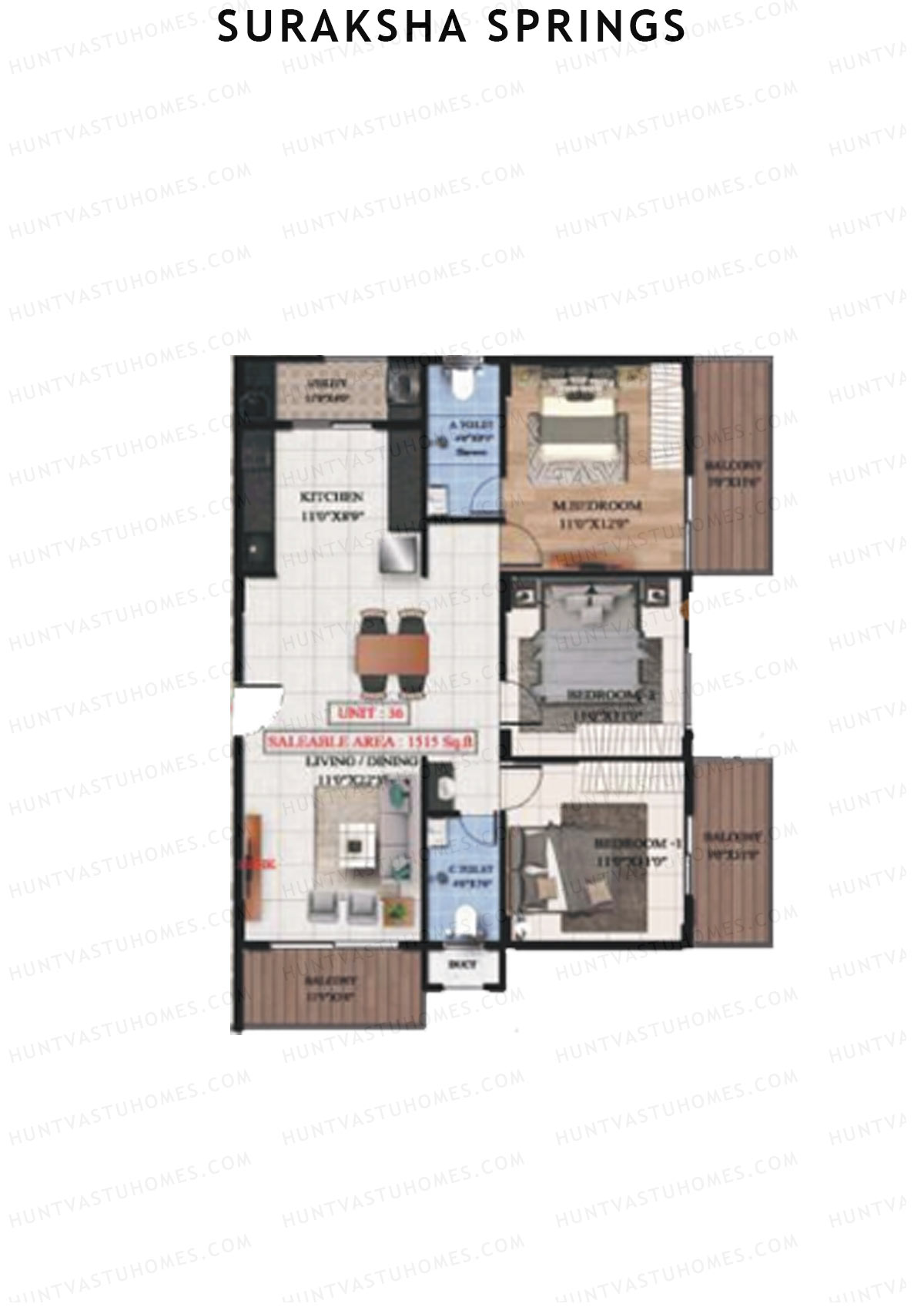 Suraksha Springs Block B Unit 4 Floor Plan