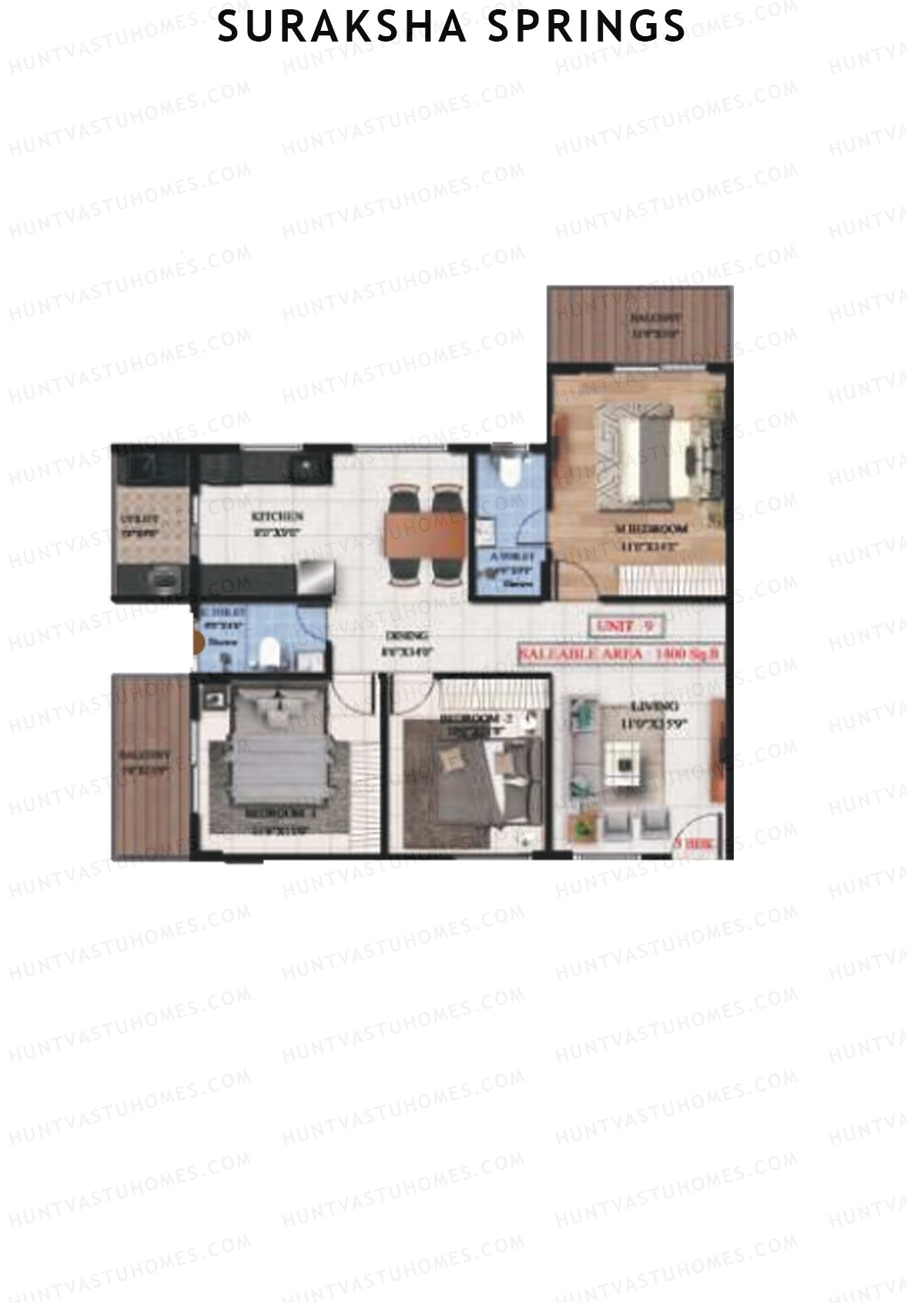 Suraksha Springs Block D Unit 3 Floor Plan