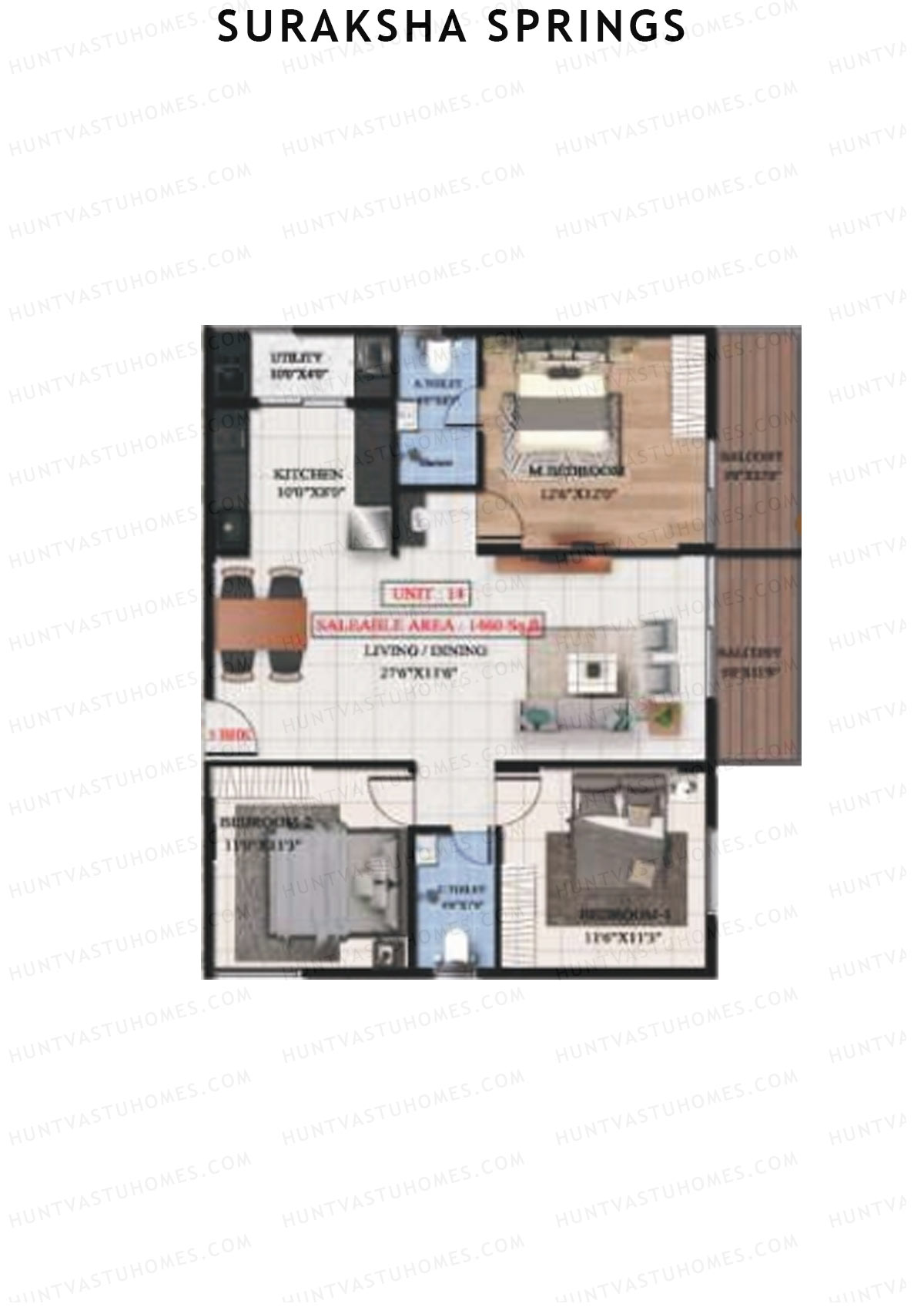 Suraksha Springs Block D Unit 9 Floor Plan