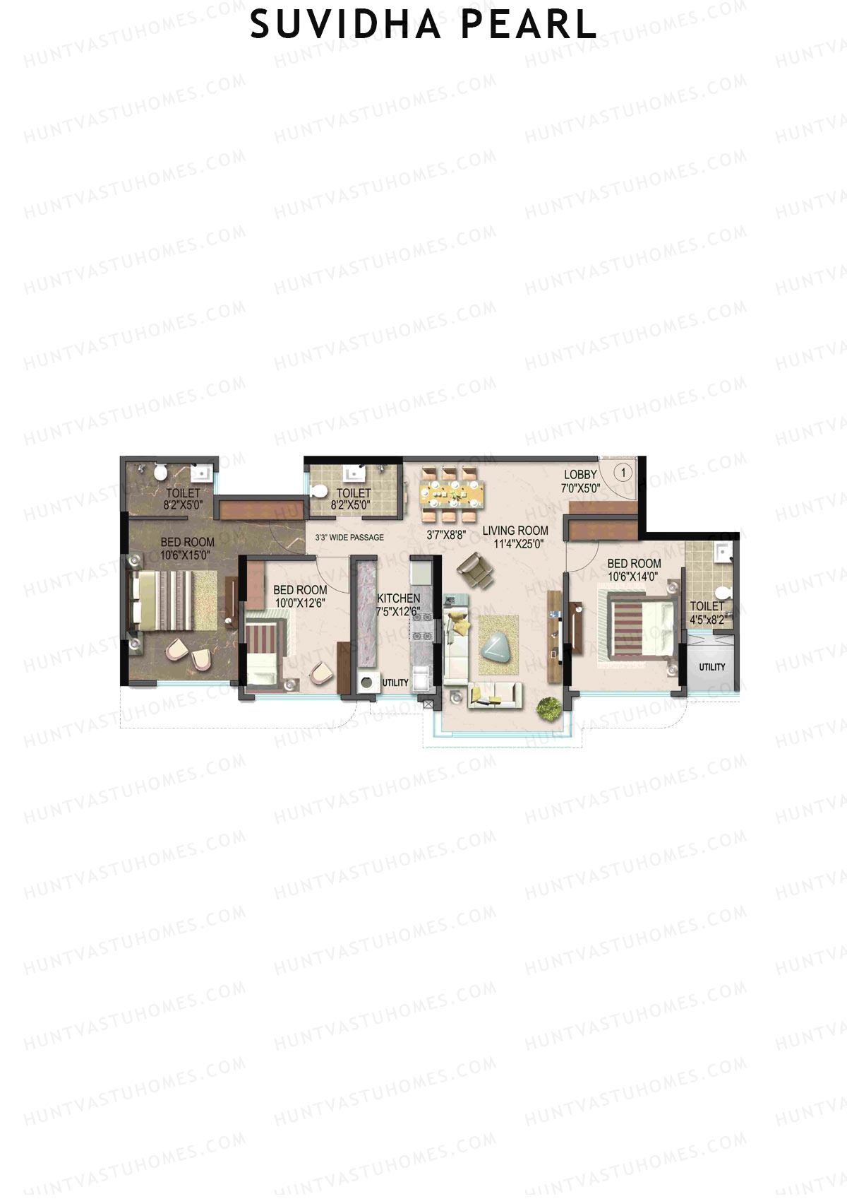 Suvidha Pearl Wing A Unit 1 Floor Plan