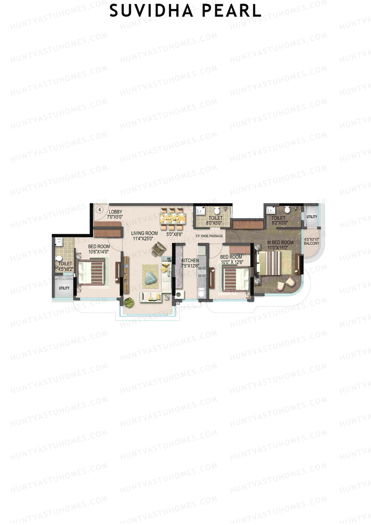 Suvidha Pearl Wing A Unit 4 Floor Plan