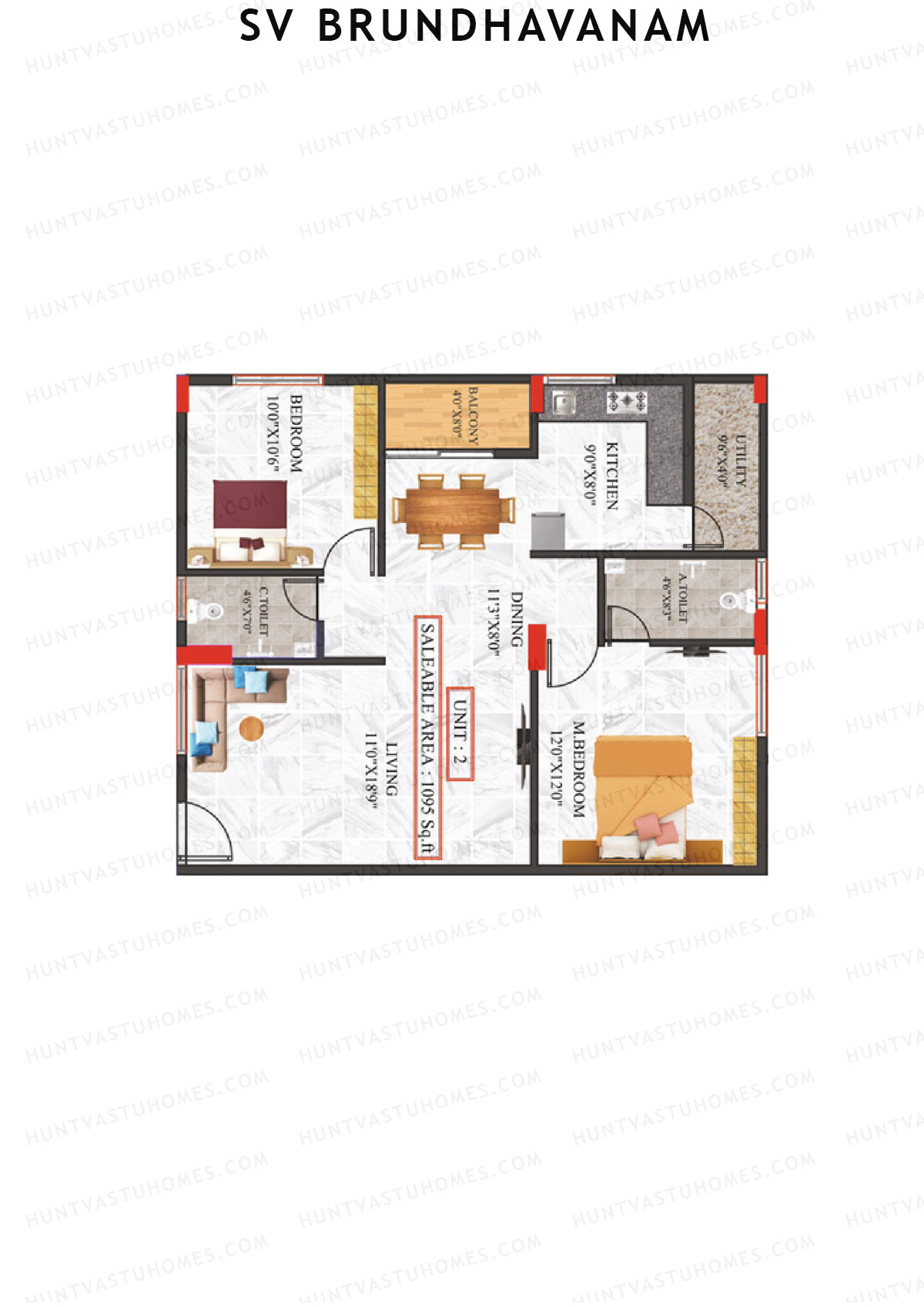 SV Brundhavanam Tower A Unit 12 Floor Plan