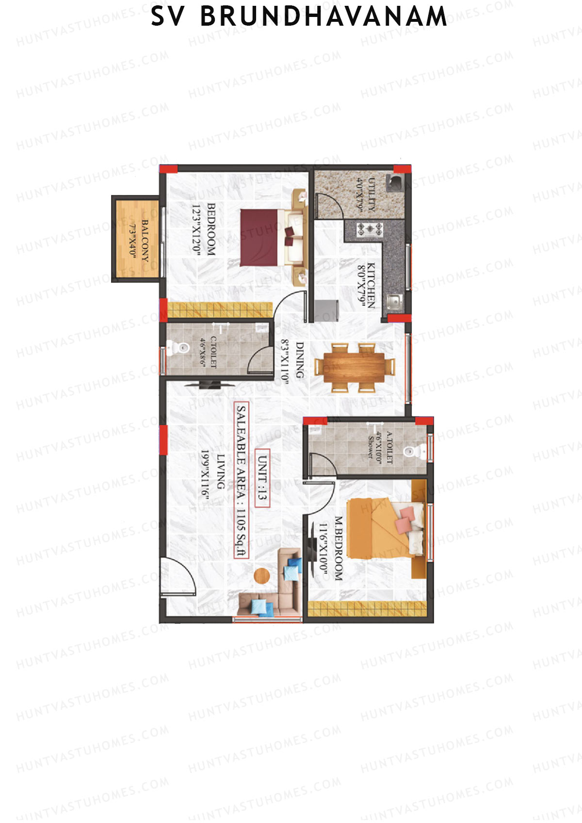 SV Brundhavanam Tower A Unit 13 Floor Plan