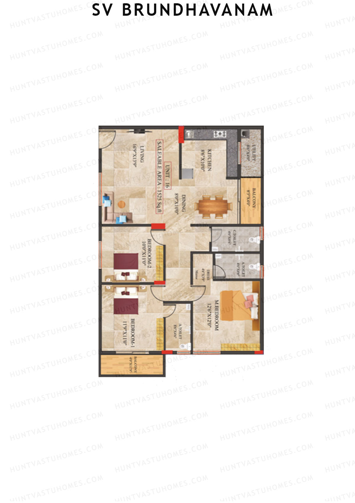 SV Brundhavanam Tower A Unit 15 Floor Plan