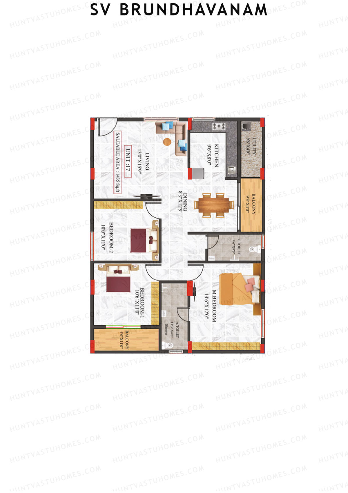 SV Brundhavanam Tower A Unit 17 Floor Plan