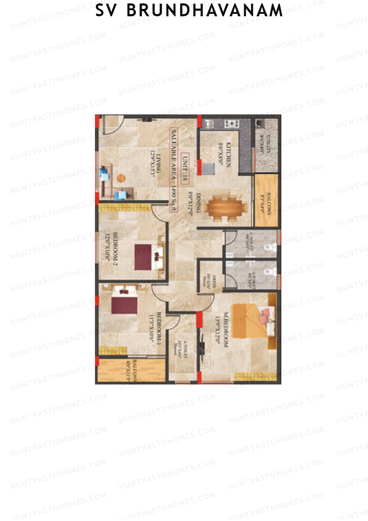 SV Brundhavanam Tower A Unit 18 Floor Plan