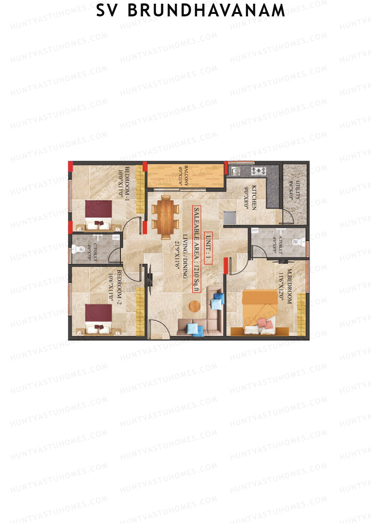 SV Brundhavanam Tower A Unit 1 Floor Plan