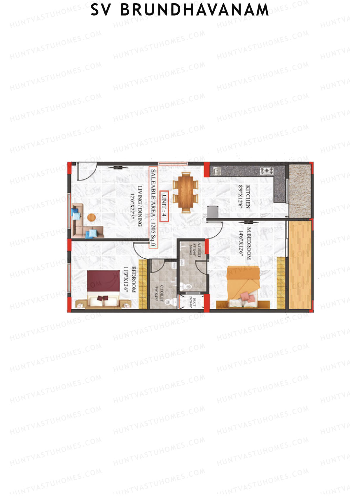 SV Brundhavanam Tower A Unit 4 Floor Plan
