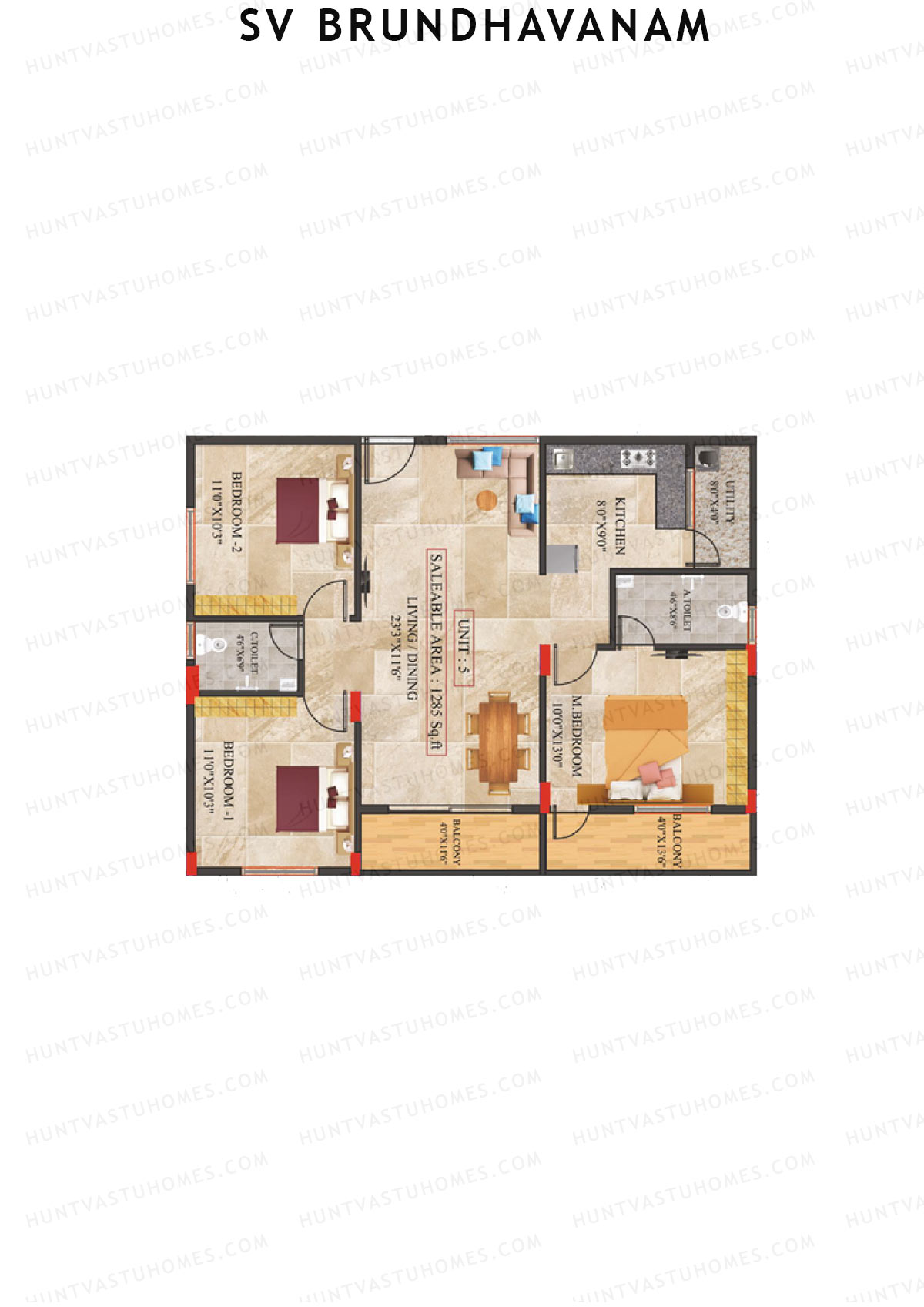 SV Brundhavanam Tower A Unit 5 Floor Plan