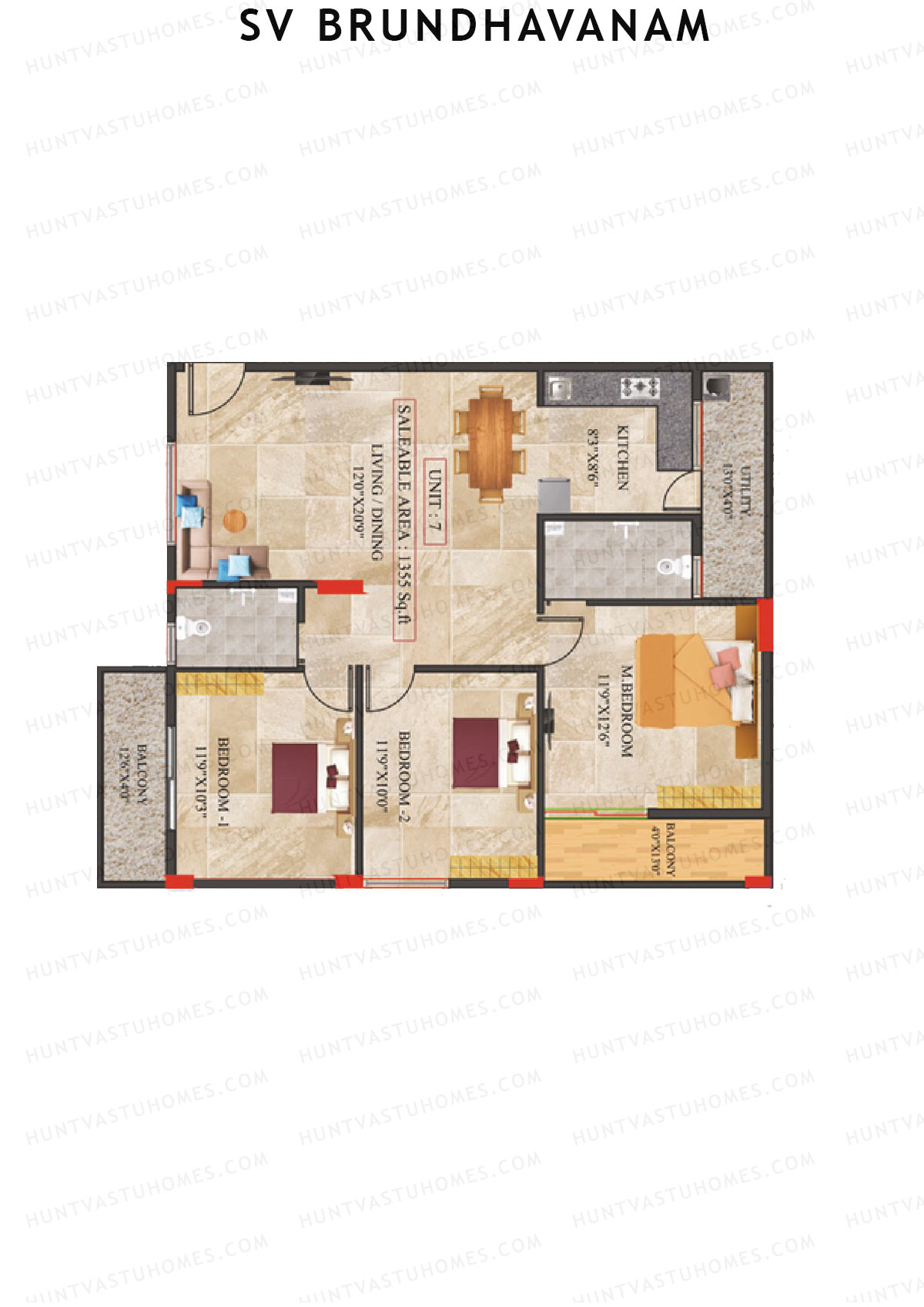 SV Brundhavanam Tower A Unit 7 Floor Plan