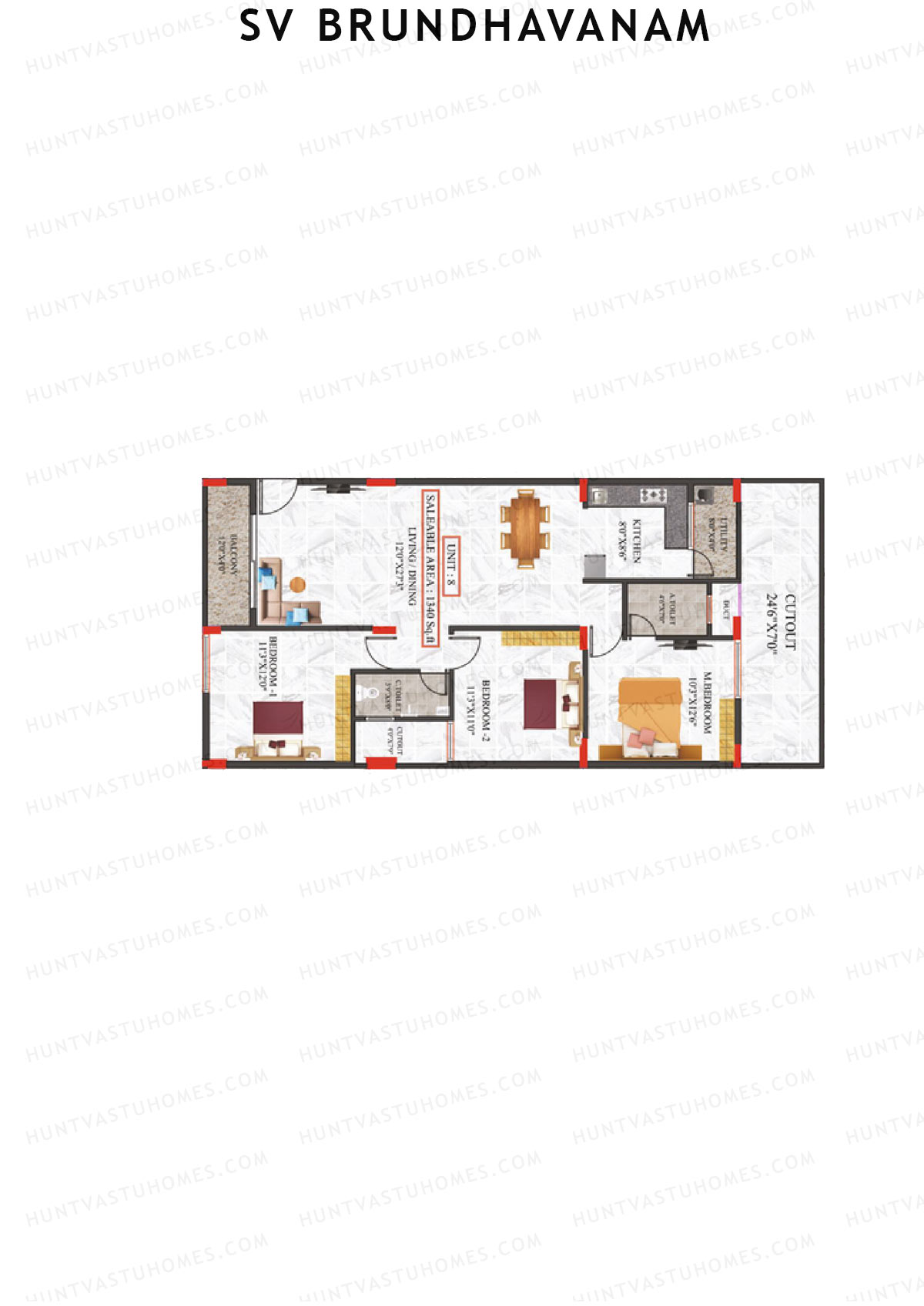 SV Brundhavanam Tower A Unit 8 Floor Plan