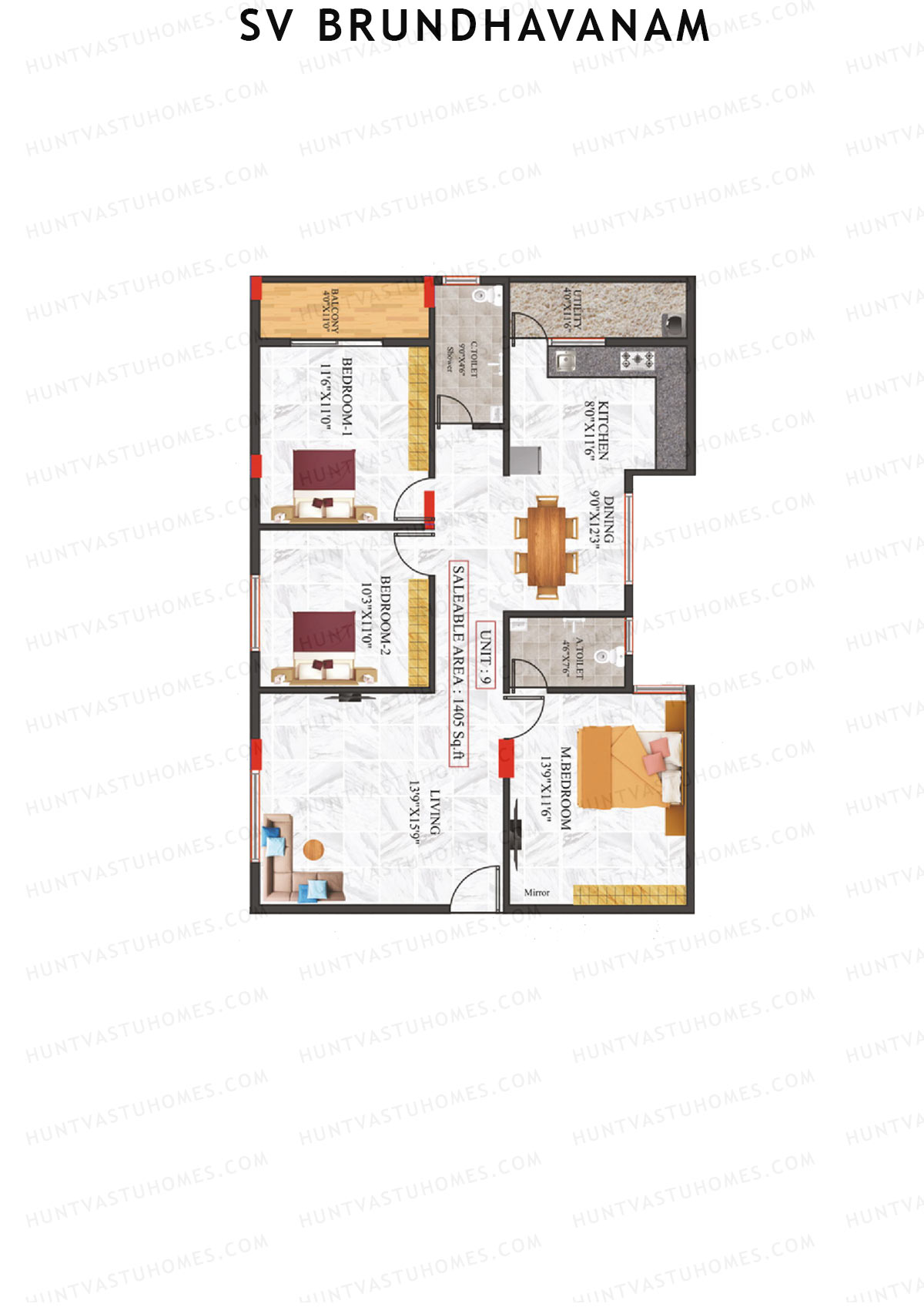 SV Brundhavanam Tower A Unit 9 Floor Plan