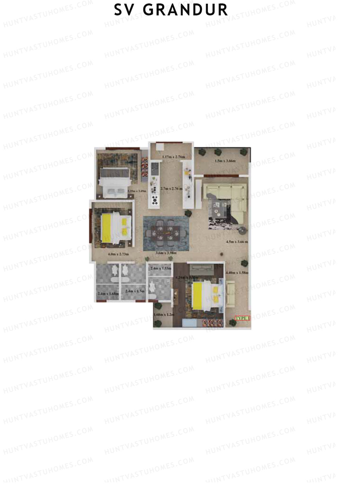 SV Grandur Block A Unit 1 (Type 1) Floor Plan