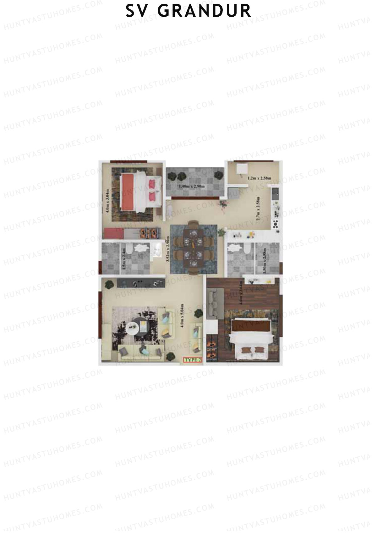 SV Grandur Block C Unit 2 (Type 2) Floor Plan
