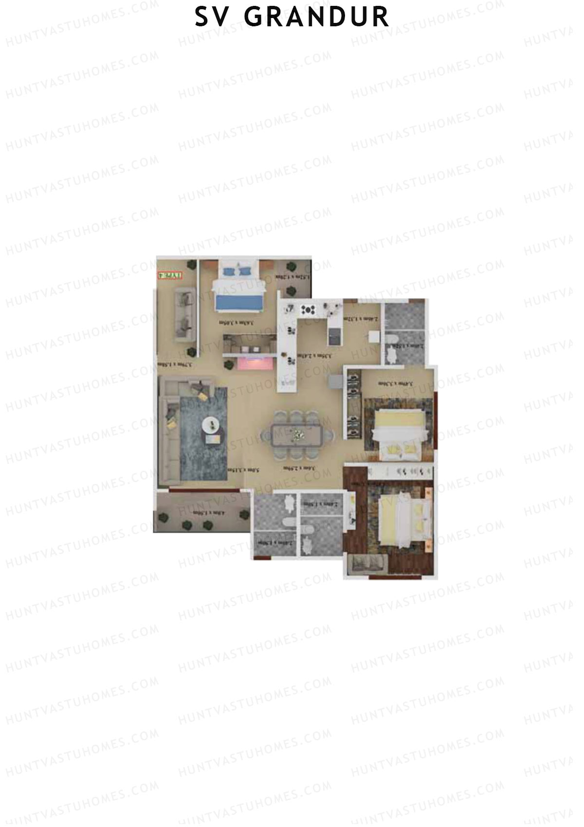 SV Grandur Block C Unit 4 (Type 4) Floor Plan