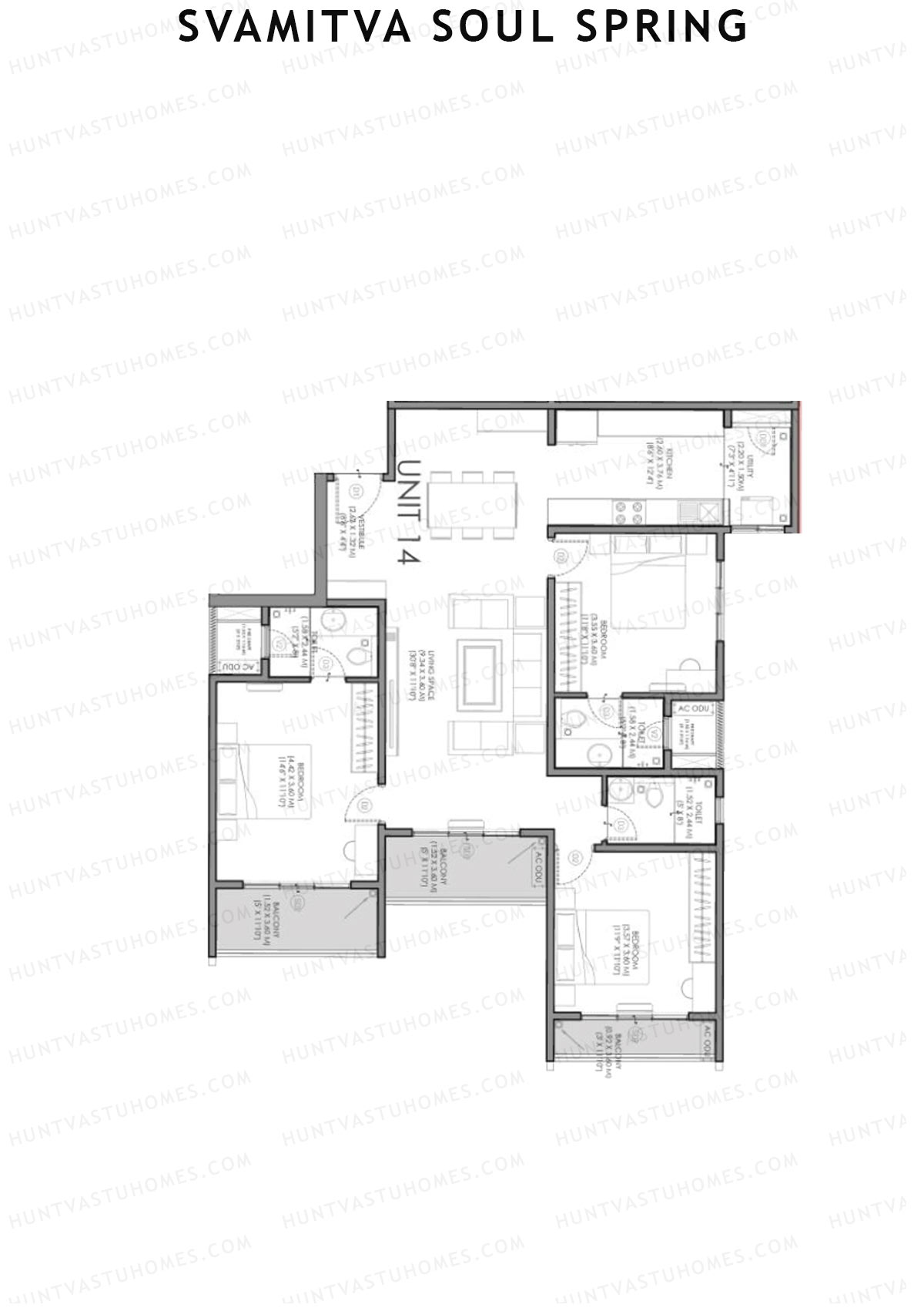 Svamitva Soul Spring Tower 3 Unit 14C Floor Plan