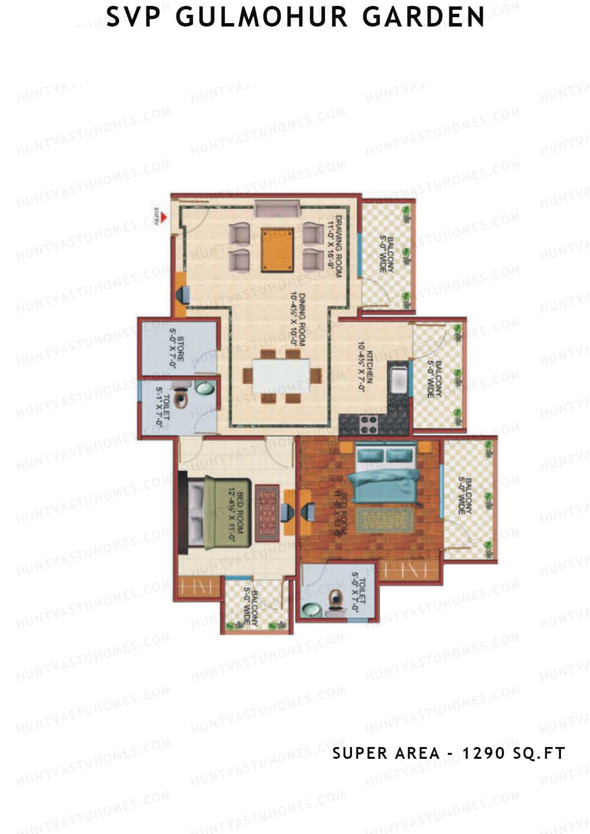 Svp Gulmohur Garden Tower 10 Unit 4 (Type Tulip) Floor Plan