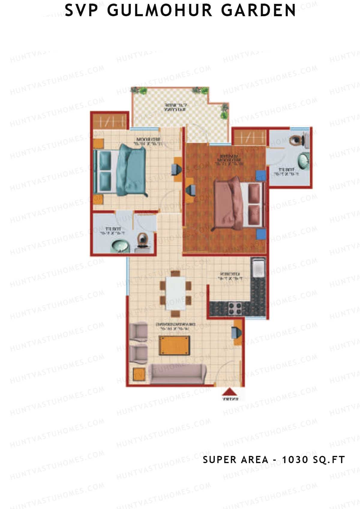 Svp Gulmohur Garden Tower 11 Unit 1 (Type Rosemary - 1A) Floor Plan