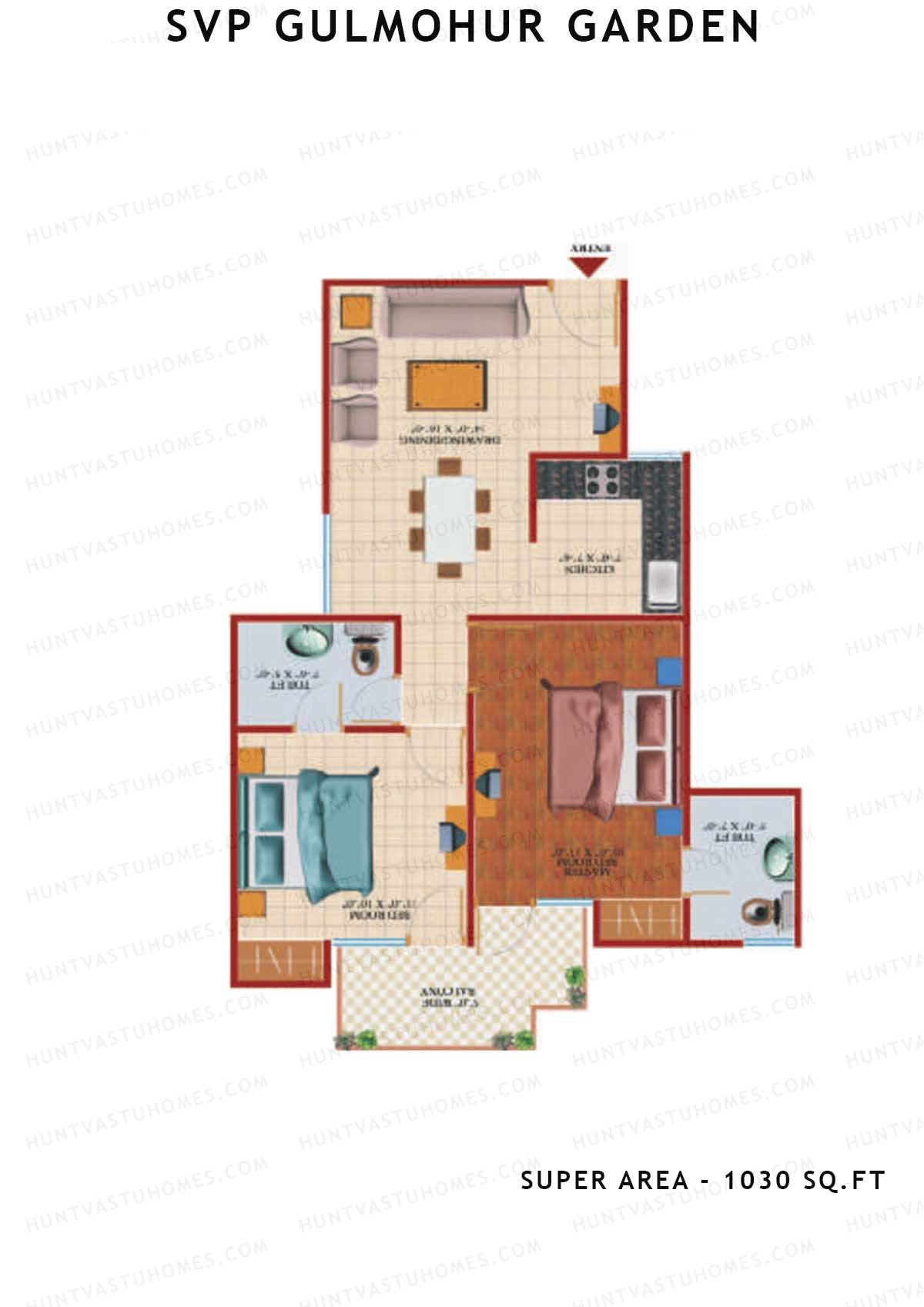 Svp Gulmohur Garden Tower 11 Unit 4 (Type Rosemary - 1A) Floor Plan