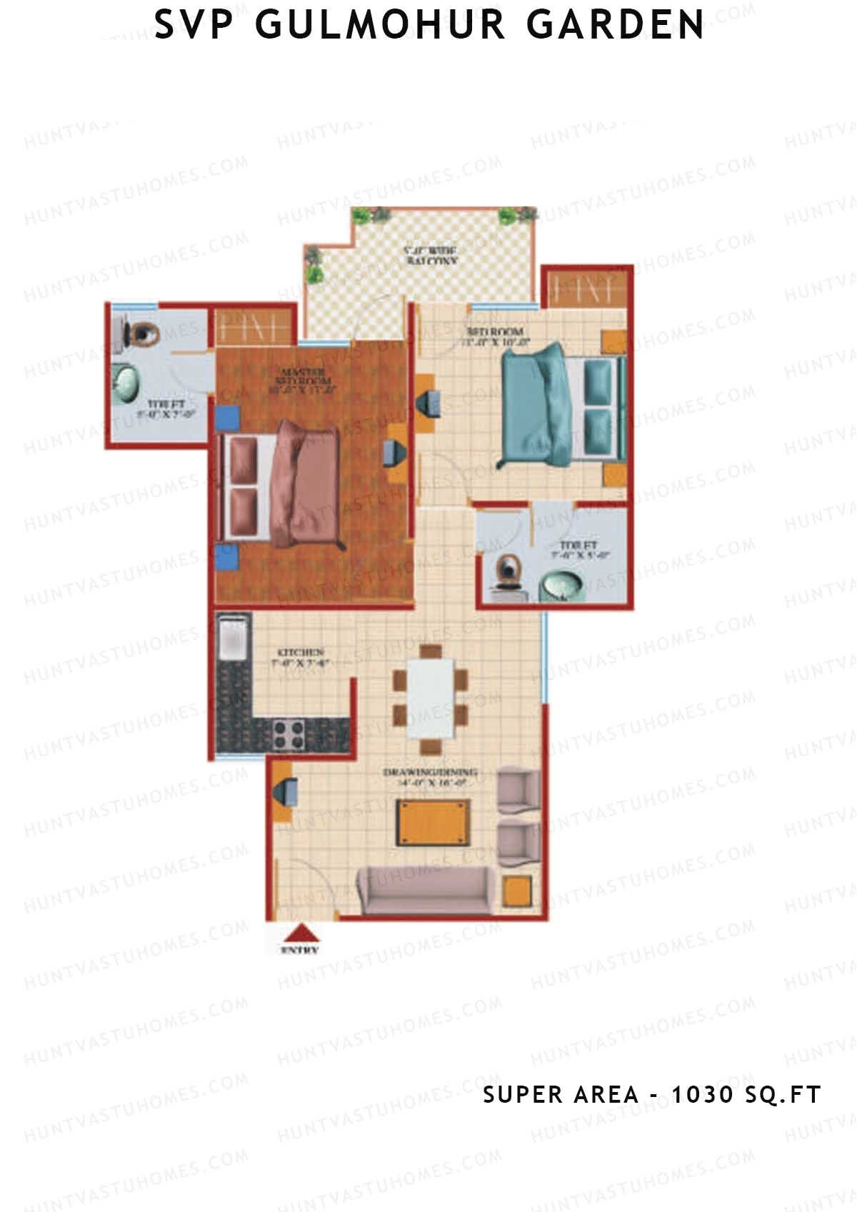 Svp Gulmohur Garden Tower 11 Unit 8 (Type Rosemary - 1A) Floor Plan