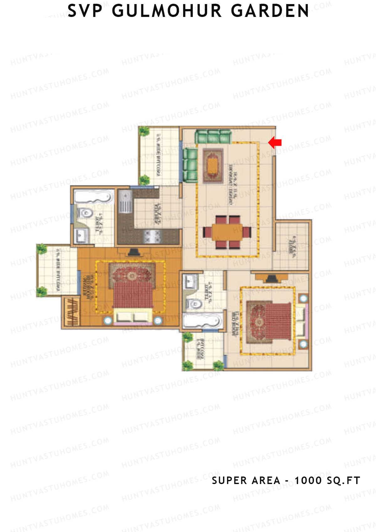 Svp Gulmohur Garden Tower 14 Unit 5 (Type Puri - 1) Floor Plan