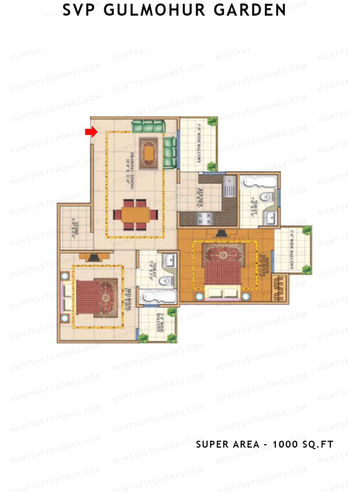 Svp Gulmohur Garden Tower 14 Unit 6 (Type Puri - 1) Floor Plan