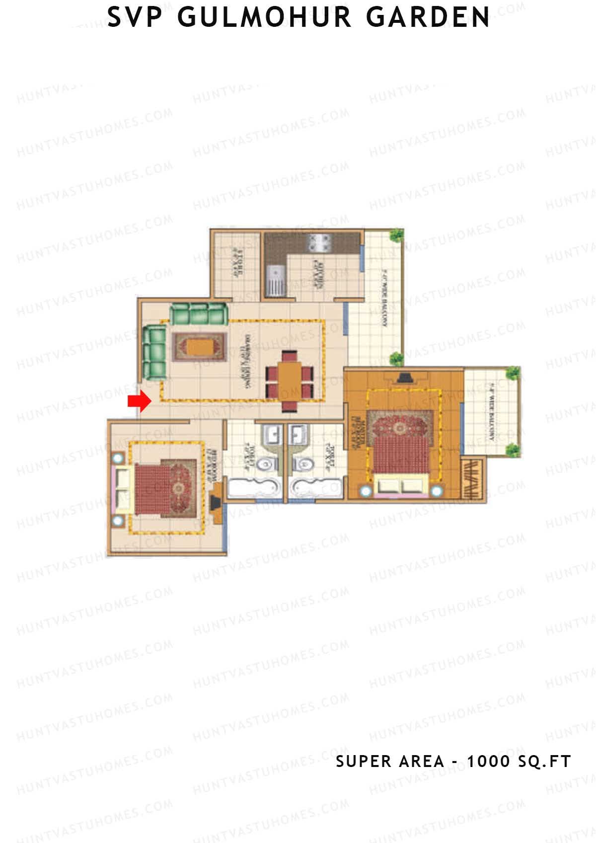 Svp Gulmohur Garden Tower 14 Unit 8 (Type Puri - 1A) Floor Plan