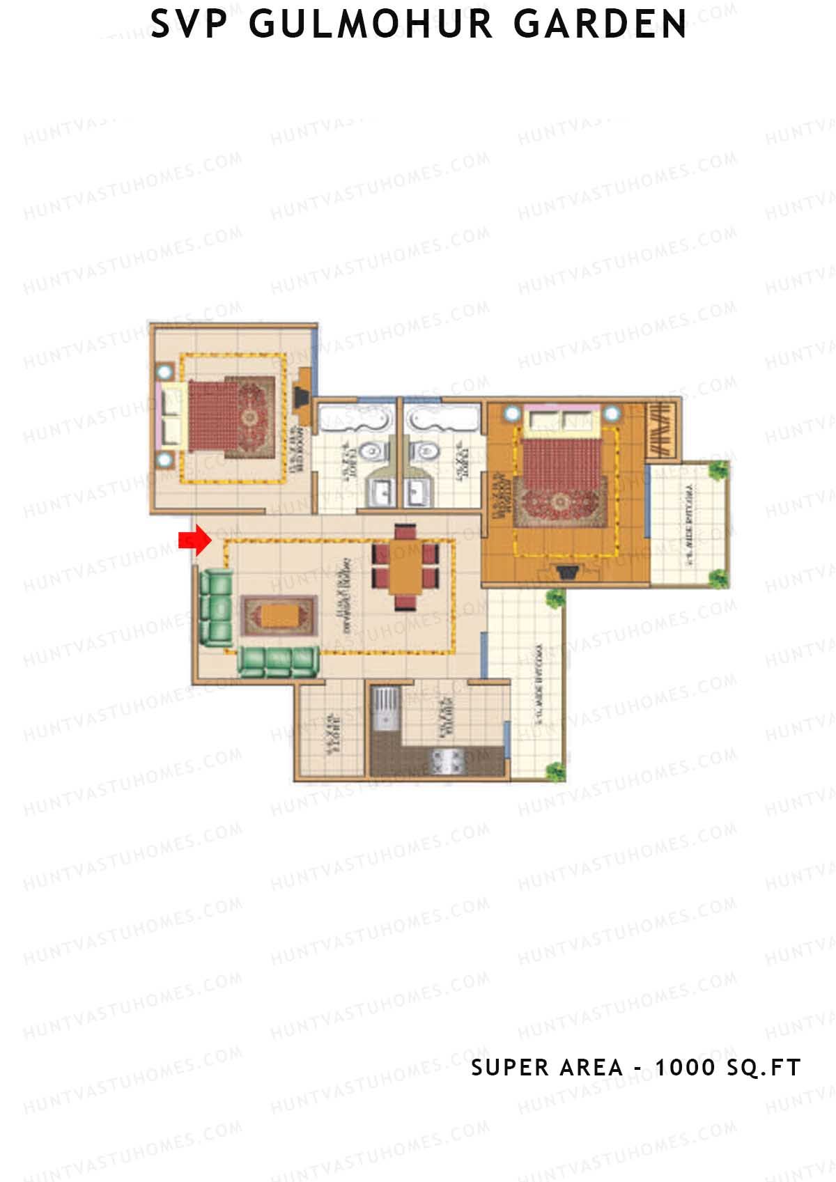 Svp Gulmohur Garden Tower 14 Unit 9 (Type Puri - 1A) Floor Plan