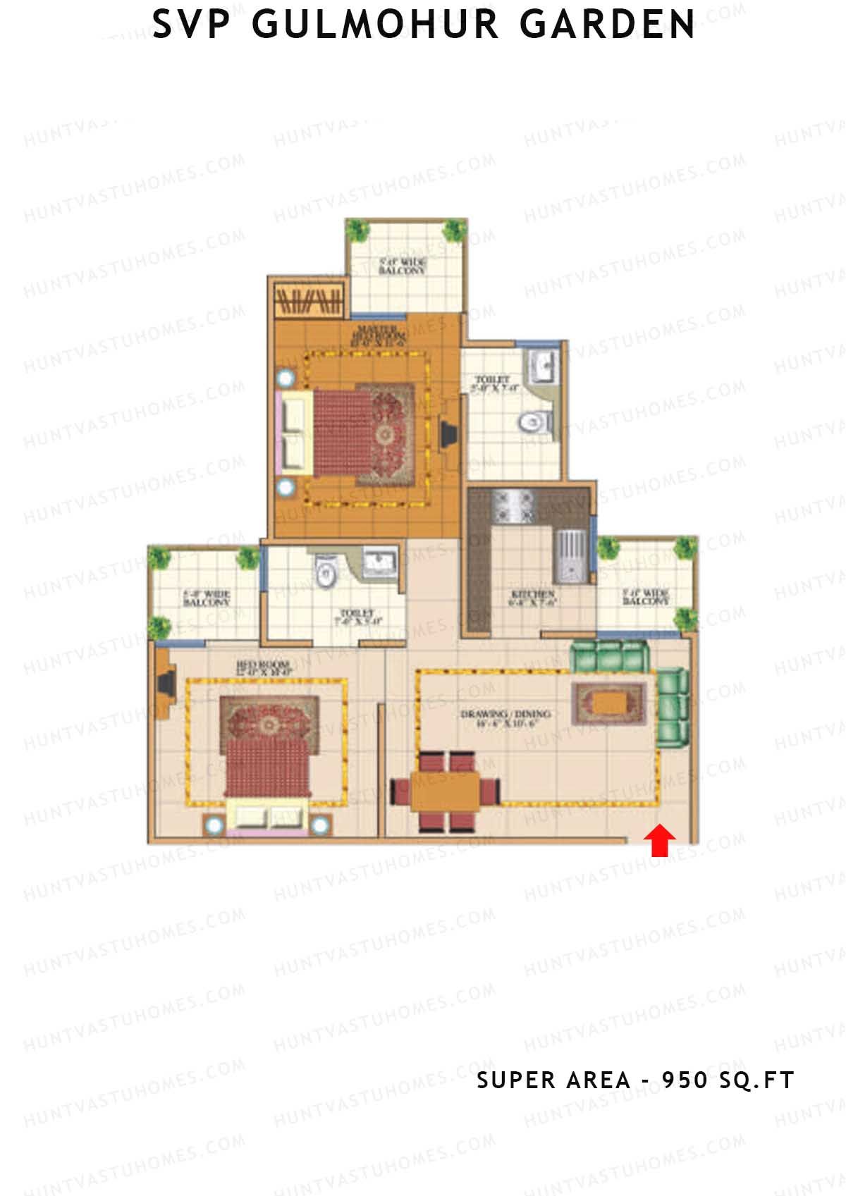 Svp Gulmohur Garden Tower 15 Unit 4 (Type Dwarka) Floor Plan