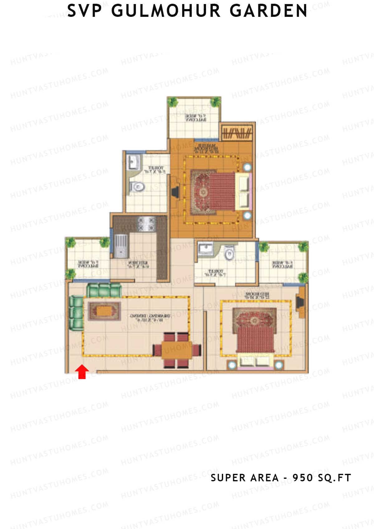 Svp Gulmohur Garden Tower 15 Unit 5 (Type Dwarka) Floor Plan